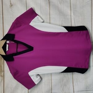 Lady Hagen Georgetown Color Block Golf Polo, Navy/White/Bright Violet, Size XS